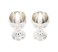 Fdit Gobelets Médiévaux, 2 Pièces Coupes émaillées Dorées avec Ornements de Bijou, pour la Décoration de Table Fantastique (SILVER)
