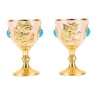 Fdit Gobelets Vintage Dorés à L'Or, 2 Pièces Turquoise Wine Cups pour Apéritif (WHITE)