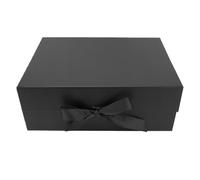 Fdit Grande Boîte-Cadeau Noire à Structure Ouverte avec Couvercle Magnétique pour Emballage D'occasions Spéciales, Cadeau de Proposition D'anniversaire avec Nœud en Ruban