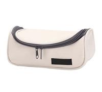 Fdit Grande trousse en toile beige, sac de toilette de voyage avec fermeture éclair lisse pour les voyages scolaires