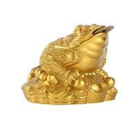 Fdit Grenouille d'argent Feng Shui avec Grenouille Porte-Bonheur, Statue de Crapaud en Résine Dorée pour la Décoration de la Maison et du Bureau, Bonne Chance, Charme de prospérité