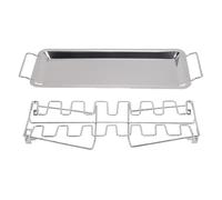 Fdit Grille de Cuisson pour Cuisses de Poulet en Acier Inoxydable avec égouttoir, Support de Pilon Pliable à 12 Emplacements pour Four, Fumoir, Support de Cuisson Uniforme pour