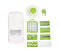 Fdit Hachoir à Légumes Multifonctionnel, Trancheur D'aliments 10 en 1 avec Récipient et Lames pour un Tranchage Uniforme, Grille de Déchiquetage, Outil de de Cuisine ABS et SUS pour