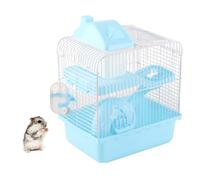 Fdit Hamster Cage Grande Conception à 2 Couches avec Un Nettoyage Simple pour Les Petits Animaux, adapté à l'espace de Vie et à L'aire de Jeu du Hamster, en Plastique et en Fil Métallique (Blue)