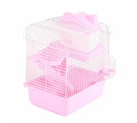 Fdit Hamster Cage Grande Conception à 2 Couches avec Un Nettoyage Simple pour Les Petits Animaux, adapté à l'espace de Vie et à L'aire de Jeu du Hamster, en Plastique et en Fil Métallique (Pink)