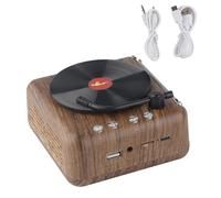 Fdit Haut-Parleur Bluetooth de Style Platine Vinyle Rétro, Tourne-Disque Vinyle Haut-Parleur 5W à L'ancienne, Son Surround Stéréo 360 ° et Amélioration des Basses