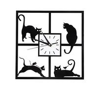 Fdit Horloge Murale Noir, Pendule Chat Noir Connecté Pendule Murale Simple Chaton Mignon Créatif Animal pour Bureau à Domicile Café Hôtel Restaurant Décoration
