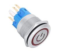 Fdit IP65 22 Mm Protection 6 Pins Bouton Redémarrer Matériau en Acier Inoxydable 2PCS Bouton Poussoir AC220V pour la Commande du Panneau (rouge)