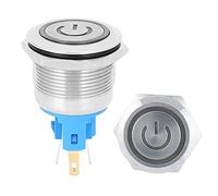 Fdit IP65 22 Mm Protection 6 Pins Bouton Redémarrer Matériau en Acier Inoxydable 2PCS Bouton Poussoir AC220V pour la Commande du Panneau (WHITE)