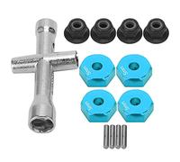Fdit Jeu D'adaptateurs Hexagonaux de Roue en Alliage D'aluminium de 12mm, pour Voiture 1/10 RC, Jeu de Clés Croisées Compactes et Antidérapantes, Boulons à écrou, Accessoires RC (Blue)