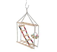 Fdit Jouet Balançoire échelle à Oiseaux en Bois avec Perles Multicolores, Balançoire Suspendue pour Perroquet Facile à Installer pour L'entraînement, Jouet Décoratif pour Les Propriétaires de Cages