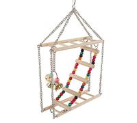 Fdit Jouet de Balançoire Suspendu pour Perroquet décoré de Cloche Délicate, Jouet D'échelle D'oiseau en Bois de Perles Multicolores pour Cage à Oiseaux, de Balançoire en Matériau de Pin écologique