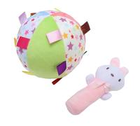 Fdit Jouet de Balle de Hochet Doux en Peluche Apaisant pour bébé, Matériaux en Tissu Sûrs, 2 Pièces Jouet de Confort pour bébé à Mâcher et à Saisir, Développement de la Coordination œil-Main