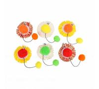 Fdit Jouet de Remplacement de Baguette de Chat 6 Pièces, Teaser Interactif pour Chat avec Boule de Tournesol et de Pompon, Fixation de Jouet pour Animaux de Compagnie en Polyester (3 Couleurs 6