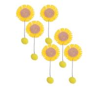 Fdit Jouet de Remplacement de Baguette pour Chat, Paquet de 6 Teaser Interactif de Chat de Tournesol avec Pompon Suspendu, Fixation de Jouet pour Animaux de Compagnie en Polyester (Yellow)