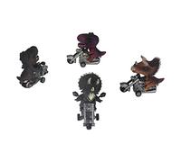 Fdit Jouet Dinosaure Moto Tirer Voiture Conception Drôle Ensemble de 4 Jouets Heureux Idéal pour Enfants Enfants pour Course de Vitesse Décor à la Maison PVC