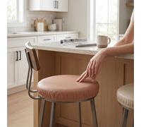 Fdit Khaki PU Cuir Rond Pivotant Tabouret Housse, Bord Élastique Ajusté