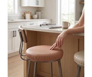 Fdit Khaki PU Cuir Rond Pivotant Tabouret Housse, Bord Élastique Ajusté