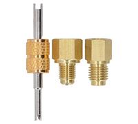 Fdit Kit D'adaptateur de Réservoir de Réfrigérant en Cuivre en Cuivre Dual Taille 1/2 "Acme à 1/4" SAE Revers, Raccords D'adaptateur HVAC avec Outil de Noyau de Soupape