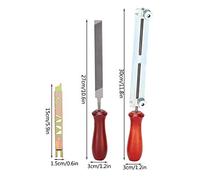 Fdit Kit de Lime D'affûtage de Tronçonneuse, Ensemble D'outils D'affûtage de Scie à Chaîne à Manche en Bois en Acier Professionnel avec Conception Ergonomique, pour Un Entretien