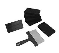Fdit Kit de Nettoyage de Plaque de Cuisson pour Barbecue, Ensemble de Nettoyants pour Grille de Barbecue, Outils de Nettoyage de Grille avec 1 Grattoir en Acier Inoxydable, 1 Brosse,