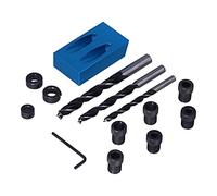 Fdit Kit de Perçage Oblique à 15°, 14 Pièces Guide de Foret avec 3 Forets 6 Mm 8 Mm 10 pour Assemblage de Meubles et Bricolage Bois
