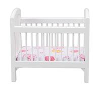 Fdit Lit de Poupée en Bois, Joli Lit de Maison de Poupée Miniature à Finition Brillante avec Construction en Bouleau pour Les Amateurs de Bricolage Fait à la Main