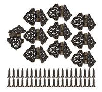 Fdit Lot de 10 Mini Charnières en Bronze Antique de 2,5 Cm, Charnières D'armoire Décoratives en Alliage de Zinc pour Boîte à Bijoux, Boîte en Bois, Maison de Poupée, Petits Tiroirs,