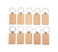 Fdit Lot de 10 Porte-clés Vierges en Bois de Hêtre Non Fini avec Surface Lisse, Projet Artisanal de Peinture et de Gravure pour Cadeaux Personnalisés pour la Famille et les Amis