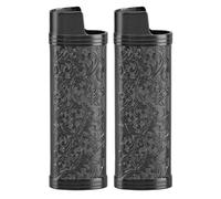 Fdit Lot de 2 Coques de Protection pour Briquet, Style Vintage, estampé Floral, en Alliage de Zinc, pour Une Protection Plus Légère Contre Les Rayures et Les Bosses. (Black)