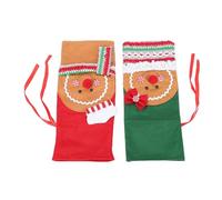 Fdit Lot de 2 Housses de Bouteille de Vin de Noël, Pull pour Bouteille de Vin en Forme de Bonhomme en Pain D'épices avec Foulard en Tissu pour la Maison, la Table et les Décorations de (Rouge, Vert)