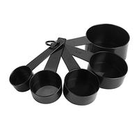 Fdit Lot de 2 Tasses et Cuillères à Mesurer, Outils de Mesure de Cuisson Emboîtables avec Balance, Plastique de qualité Alimentaire pour la Cuisine et les Boulangeries, Ensemble Noir