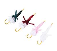 Fdit Lot de 4 Parapluies Colorés Miniatures pour Maison de Poupée, échelle 1:12, Accessoires de Décoration pour Chambre d'enfant, Salle D'étude, Rose, Blanc, Vert, Brunâtre, Rouge