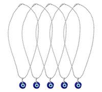 Fdit Lot de 5 Colliers contre le Mauvais œil, Ensemble de Colliers de Protection des Yeux Bleu Turc pour Hommes et Femmes, Bijoux Porte-bonheur en Alliage, Cadeau pour Halloween,