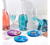 Fdit Lot de 5 Moules Ronds épais en Silicone pour Dessous de Verre en Résine, Faciles à Démouler, Réutilisables