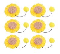 Fdit Lot de 6 Baguettes de Rechange pour Chat en Forme de Tournesol avec Pompon, Jouet Interactif en Polyester pour Jeu en Intérieur et en Extérieur (Yellow)