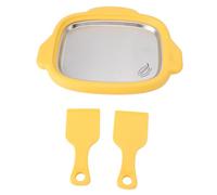 Fdit Machine à Frire la Glace, Machine à Crème Roulée avec Plaque en Acier Inoxydable et 2 Pelles pour Faire du Yaourt Frit et des Rouleaux de Crème Glacée (YELLOW)