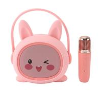 Fdit Machine de karaoké Portable pour Enfants, Micro de Dessin animé, Haut-Parleur pour Usage Domestique, Jouet Chantant alimenté par Batterie pour Filles et Garçons, Matériau ABS (Lapin Rose)