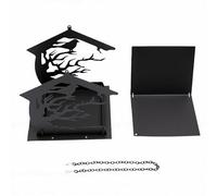 Fdit Mangeoire à Oiseaux en Forme de Maison, Mangeoire à Oiseaux Suspendue en Métal de Fer Robuste, Outil d'alimentation Extérieur avec Chaîne pour Cour, Patio, Pelouse, Jardin