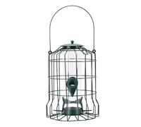 Fdit Mangeoire à Oiseaux en Métal, Mangeoire à Oiseaux Suspendue à L'épreuve des écureuils avec 4 Ports d'alimentation et Tube PC Finition Verte pour la Décoration de Jardin