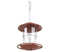Fdit Mangeoire à Oiseaux Sauvages, Maison à Oiseaux Suspendue Pliable d'une capacité de 1 L avec Récipient Transparent pour Patio de Jardin D'arrière-Cour 18,5x16 Cm Marron