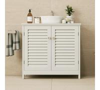 Fdit Meuble de Rangement Autoportant sous évier, 60x35x58cm MDF en Forme | Organisateur de salle de bain dissimulé à deux portes, pieds surélevés pour la protection contre l\'humidité, s\'adapte aux