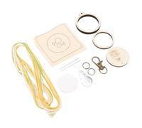 Fdit Mini Cercle à Broder Porte-clés Kit, 3 Cadres avec Outil de Filetage