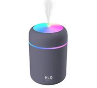 Fdit Mini Humidificateur USB 300 Ml avec Veilleuse, Humidificateur D'air Compact pour la Maison et le Bureau, à Brume Fraîche avec Veilleuse (gris foncé)