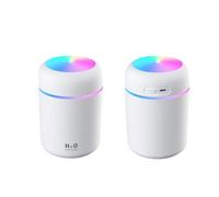 Fdit Mini Humidificateur USB 300 Ml avec Veilleuse, Humidificateur D'air Compact pour la Maison et le Bureau, à Brume Fraîche avec Veilleuse (WHITE)
