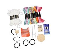 Fdit Mini Métier à Tisser avec Cadre de Tissage en Bois, Métier à Tisser Portable avec 14 Crochets, 18 Fils de Couleurs pour Bricolage, Réparation, Tissage Artisanal