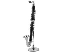 Fdit Mini Modèle de Clarinette Basse, Ornement D'instrument de Musique en Bakélite avec Support de Tube Noir et Boîte-cadeau, pour la Décoration de la Salle D'étude de la Chambre à