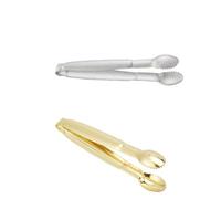 Fdit Mini Pinces de Service en Acier Inoxydable, 10.1cm, Design en Zigzag, avec Poignées Ergonomiques, pour Sachet de thé au Sucre, 3 Pièces (Doré)
