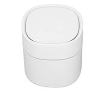 Fdit Mini Poubelle, Petite Poubelle de Bureau, de Comptoir avec Couvercle pour un Nettoyage Facile sur la Coiffeuse de Bureau à Domicile (WHITE)