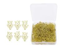 Fdit Mini Trombones à Fleurs, Ensemble de 80 Pinces Décoratives en Fer pour Fichiers, Signets et Photos, Boîte de Rangement Compacte Incluse pour le Bureau, L'école et L'artisanat (GOLD)